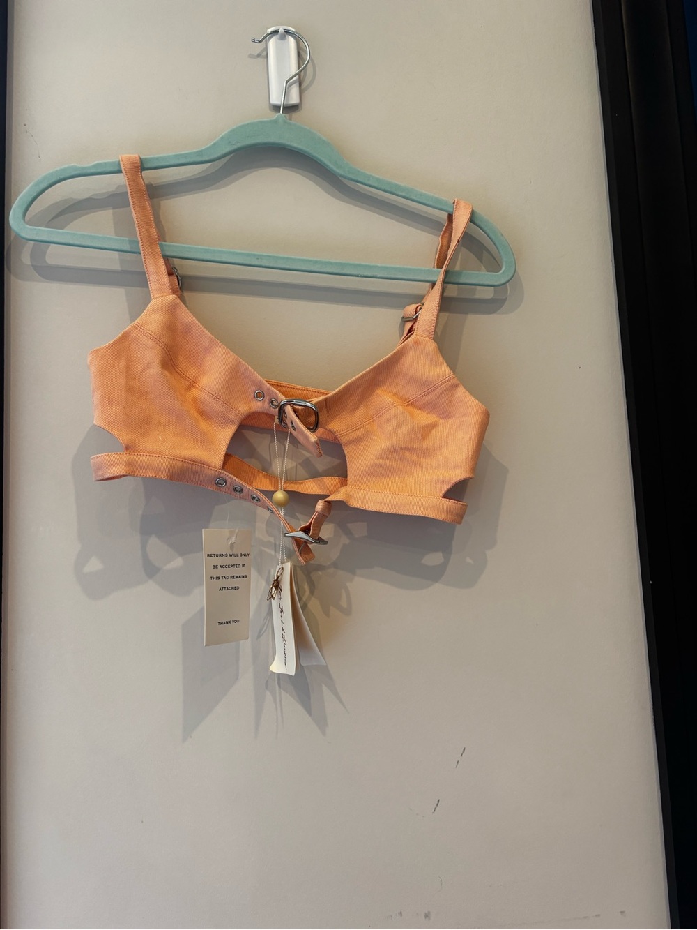 For Love & Lemons Orange Suspender Corset Crop Top Size XXS NWT